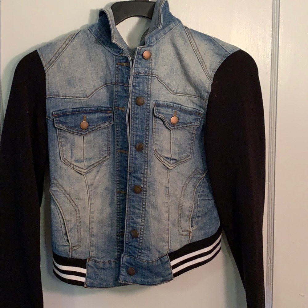 Denim Jacket Tinseltown Cute Varsity Stripe Small